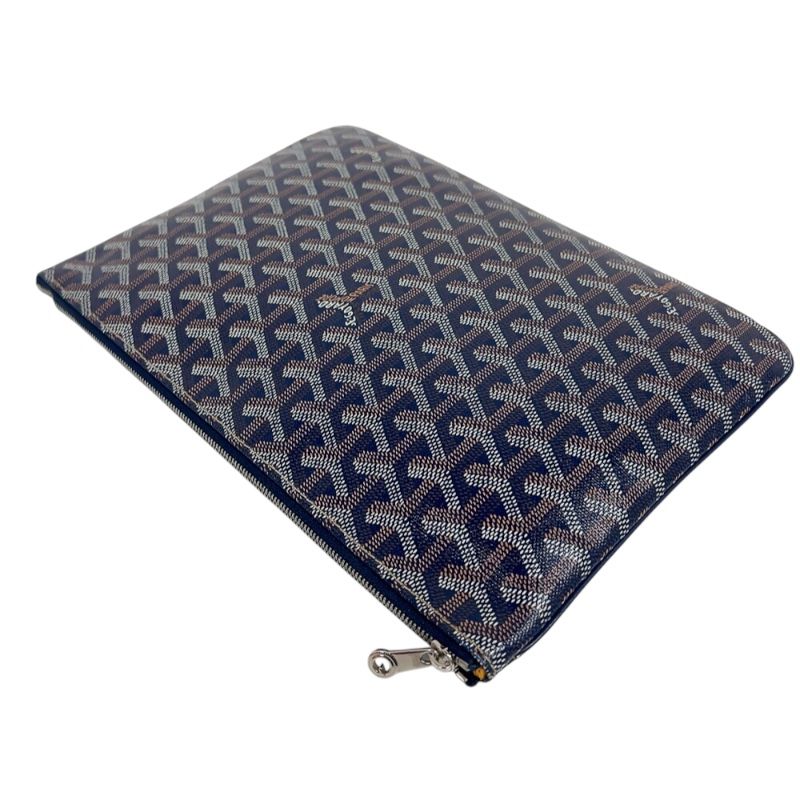 優美な ゴヤール GOYARD セナMM ネイビー シルバー金具 PVC レディース クラッチバッグ 全国送料無料！