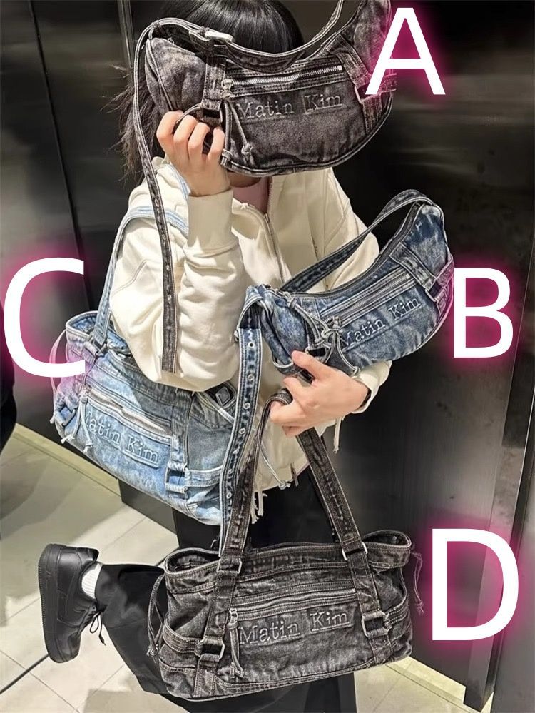 韓国 Matin Kim マーティンキム LOGO WASHED DENIM DUFFEL BAG