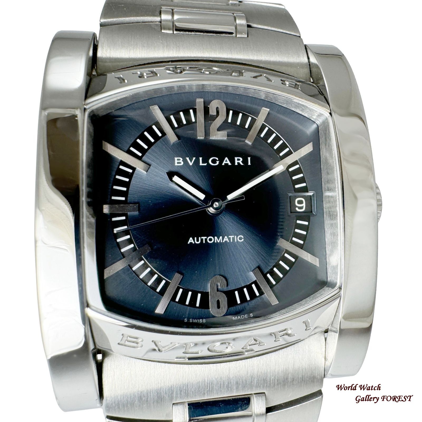 ブルガリ BVLGARI アショーマ AA44S メンズ腕時計 自動巻き ブルー文字盤 外装仕上げ Aランク