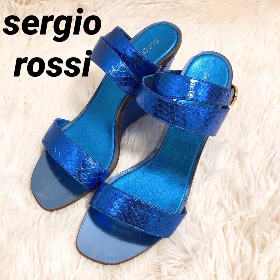 sergio rossi セルジオロッシ サンダル ハイヒール ブルー 38