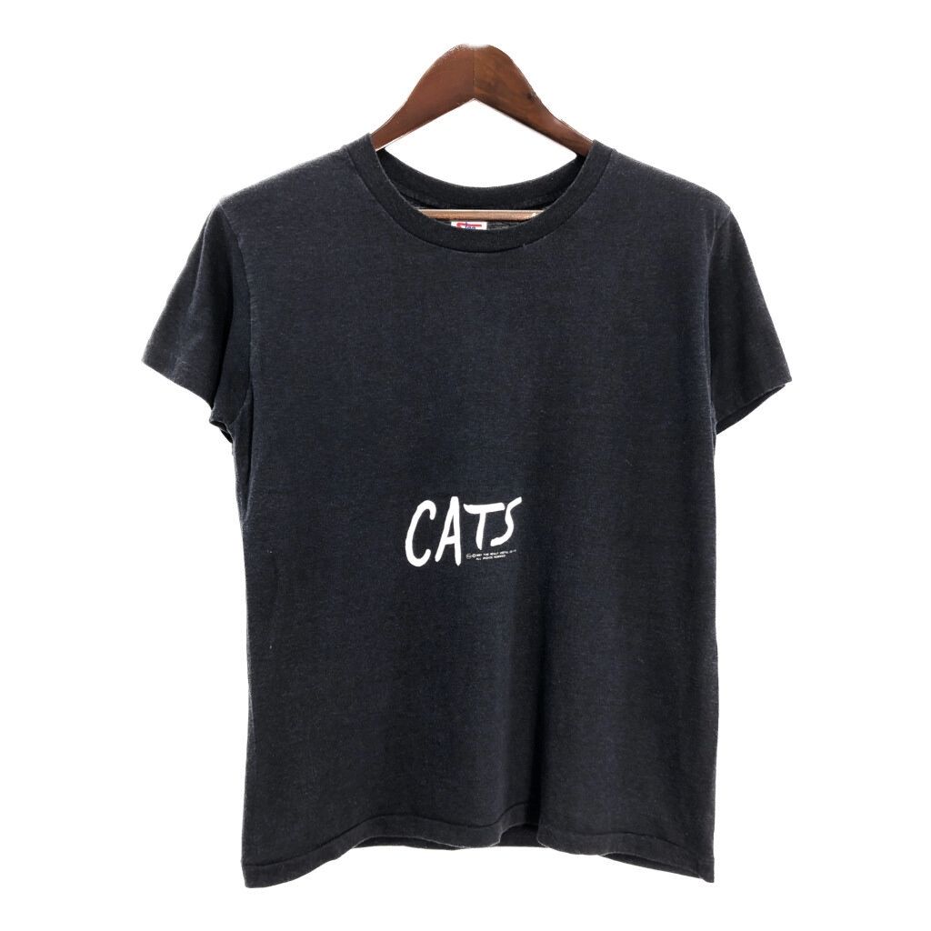80年代 CATS Ｔシャツ ブラック メンズ L 古着 U0847