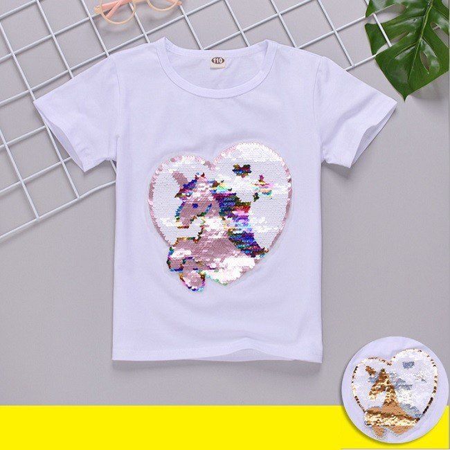 Tシャツ ホワイト ユニコーン スパンコール 140-160 韓国子供服 - メルカリ