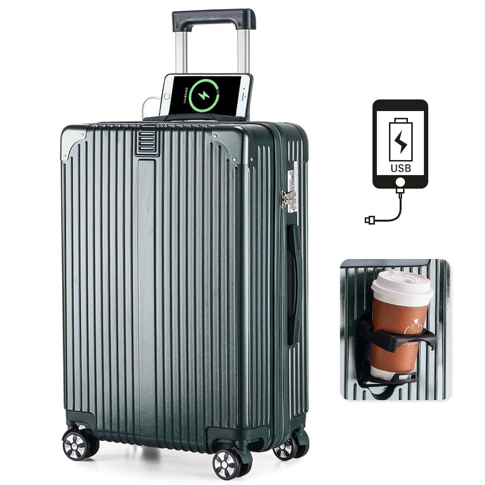 Reezu レーズ スーツケース 機内持込み キャリーケース カップホルダー付き キャリーバッグ usbポート付き 充電 超軽量 TSAロック鍵付き ファスナータイプ 耐衝撃 静音 ダブルキャスター 旅行出張