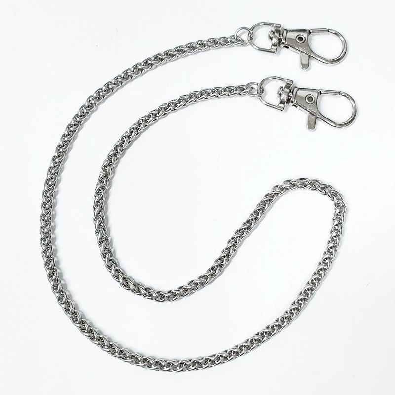 スパイク装飾 シルバー ウォレットチェーン SILVER 950 DOUBLE HOOK WALLET CHAIN(FREE SIZE Silver
