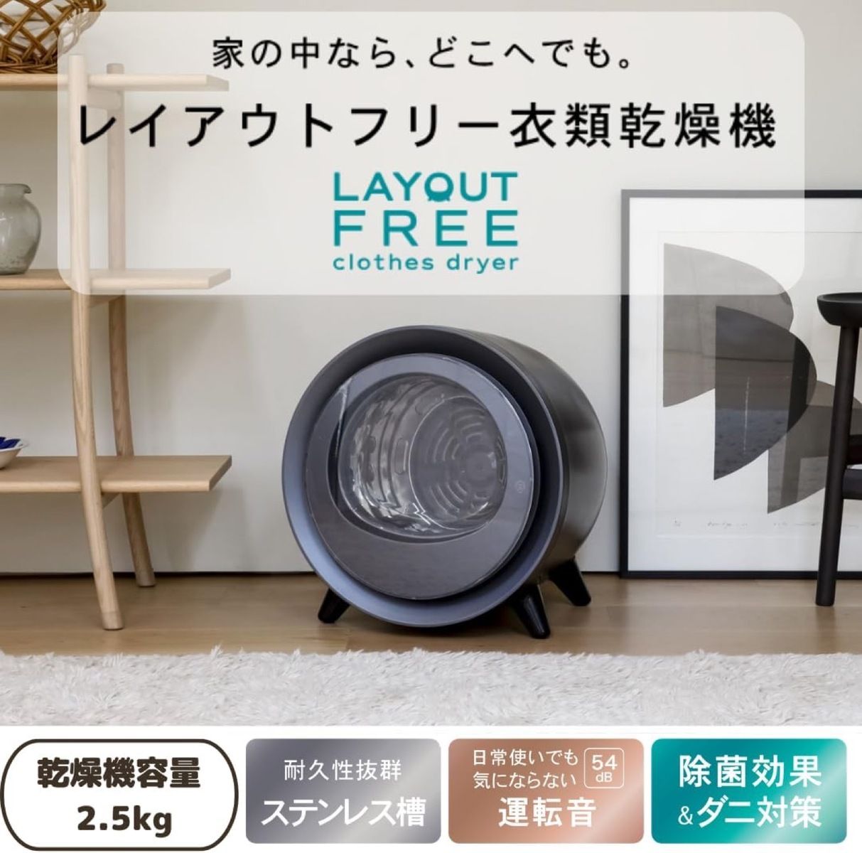CCP ZJ-CD43-BK 設置工事のいらない 衣類乾燥機 乾燥容量 2.5kg 9 