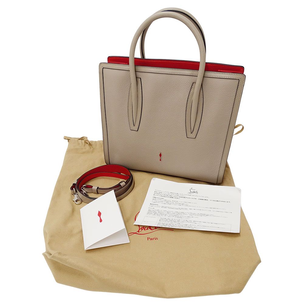 Christian Louboutin トートバッグ ベージュ/レッド By My Side - トートバッグ - コットン - ベージュ - Christian