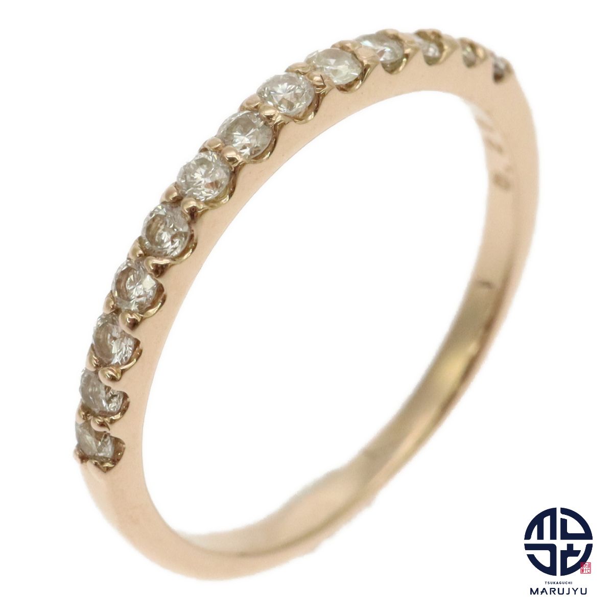 K18PG 18金ピンクゴールド ダイヤ0.20ct ハーフエタニティ リング 指輪 