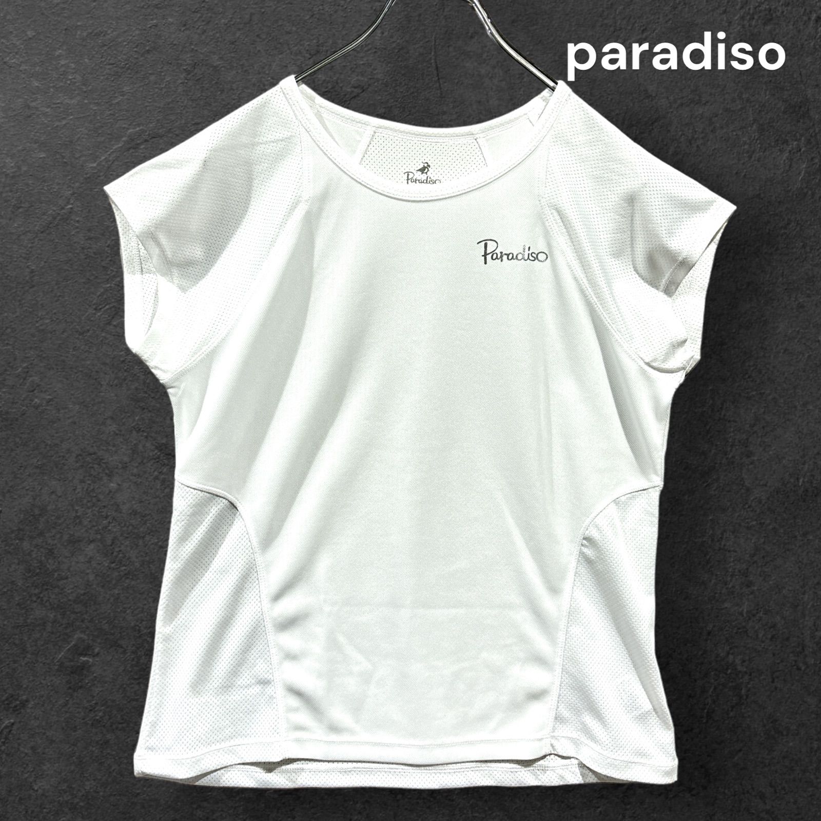 極美品 パラディーゾ Paradiso テニスウェア レディース ゲームシャツ トップス ホワイト ブリヂストン スポーツウエア 速乾 UVカット