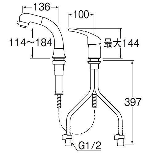 ホワイト_単品 SANEI 洗面用 シングルスプレー混合栓 洗髪用 エコ 節約