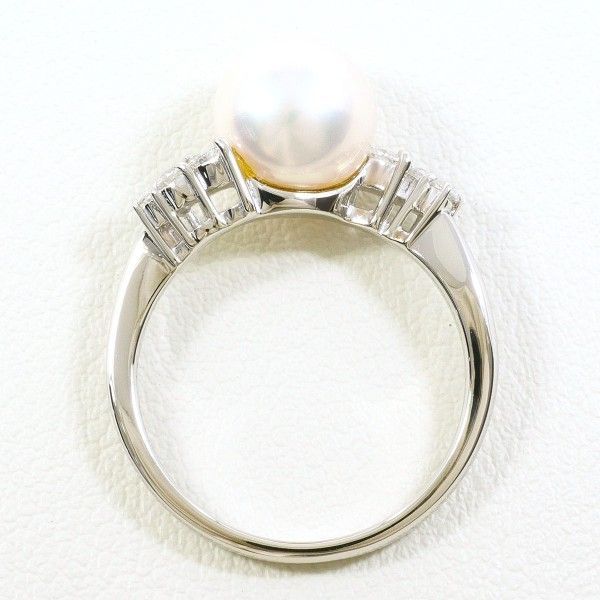 PT900 リング ring 指輪 11号 パール 真珠 約8mm ダイヤ 0.15 総重量約4.1g