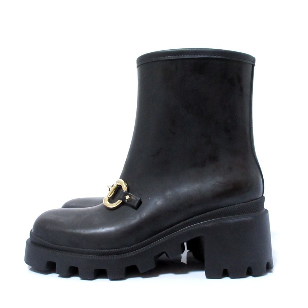 美品 GUCCI グッチ ホースビット アンクルブーツ レインブーツ