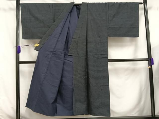 平和屋着物○男性 本場大島紬 アンサンブル 格子 正絹 逸品 AAAZ7286zg  