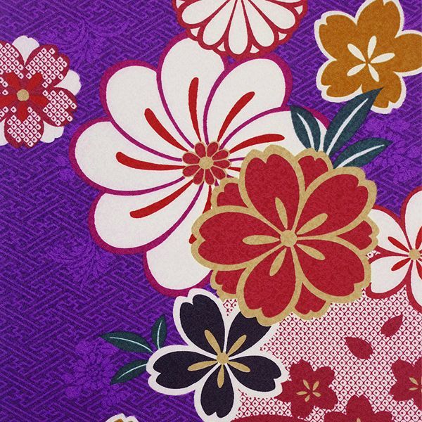 京袋帯 お太鼓 一重太鼓 紫 鹿の子 花柄 リバーシブル ポリエステル 仕立て上がり レトロ レディース 帯 着物 20代 30代 40代 50代 kyo-r6-gu2