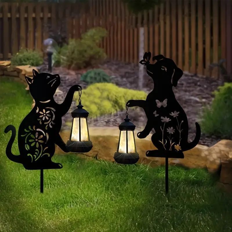 ソーラー充電式動物シルエットランタンセット