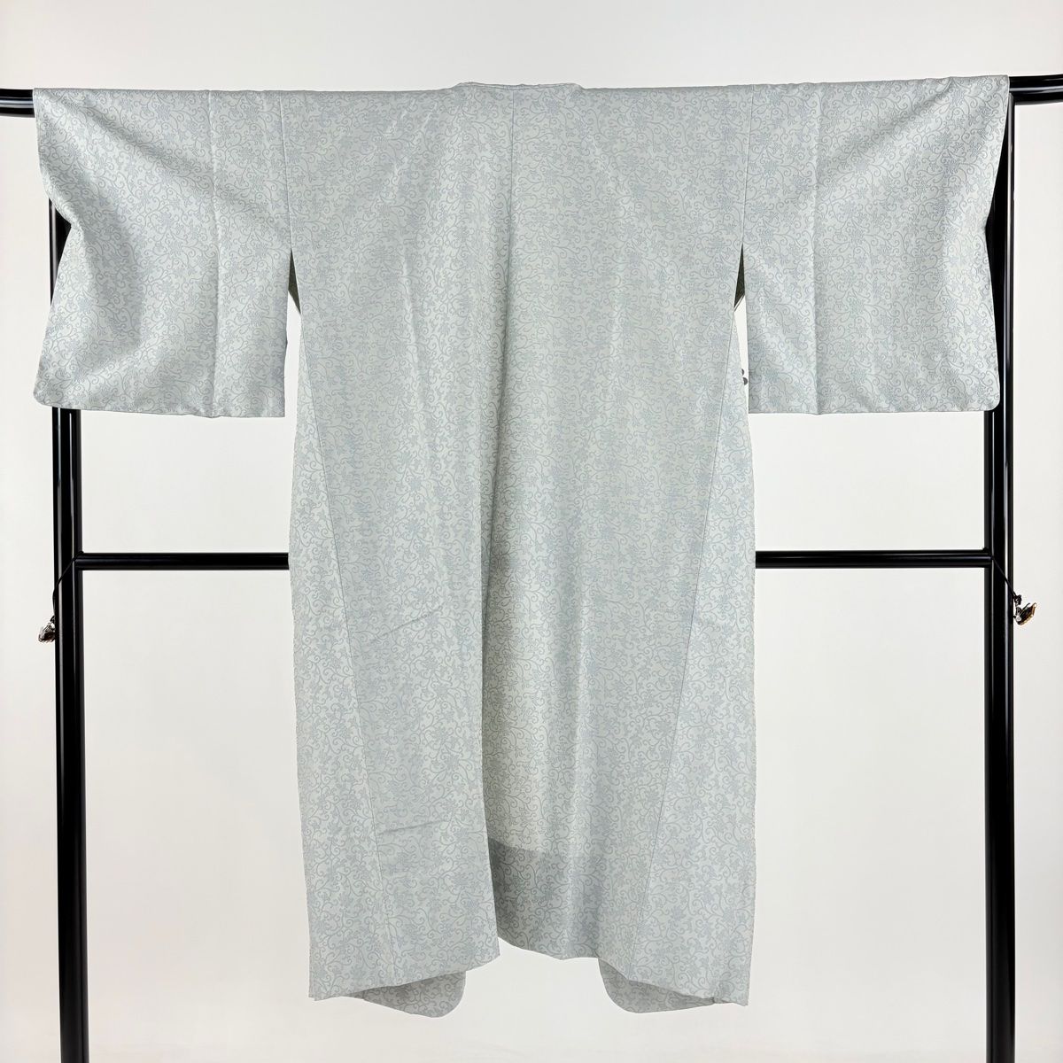 道中着 身丈120.5cm 裄丈68cm L 龍村美術織物監修 和装コート 落款 照華透彫文 青灰色 正絹