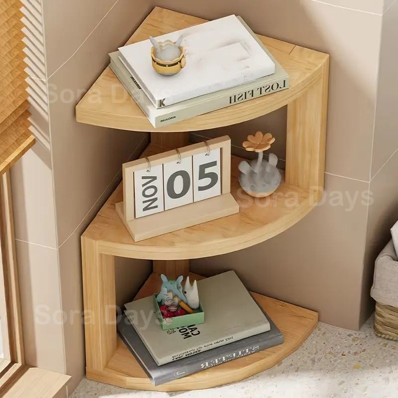 コーナーシェルフ 3段 木製 ナチュラル コーナーラック リビングルーム