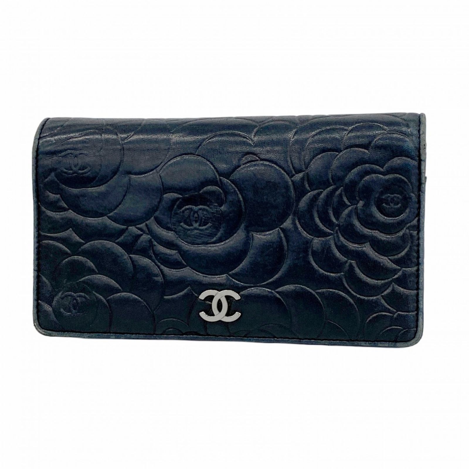 シャネル(Chanel) シャネル 長財布 カメリア ラムスキン