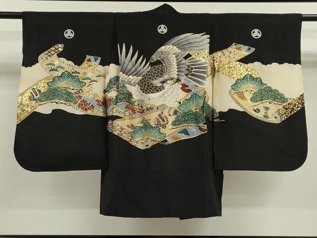 平和屋着物[]お宮参り 男の子 祝着 産着 初着 のしめ 鷹 兜 吉祥