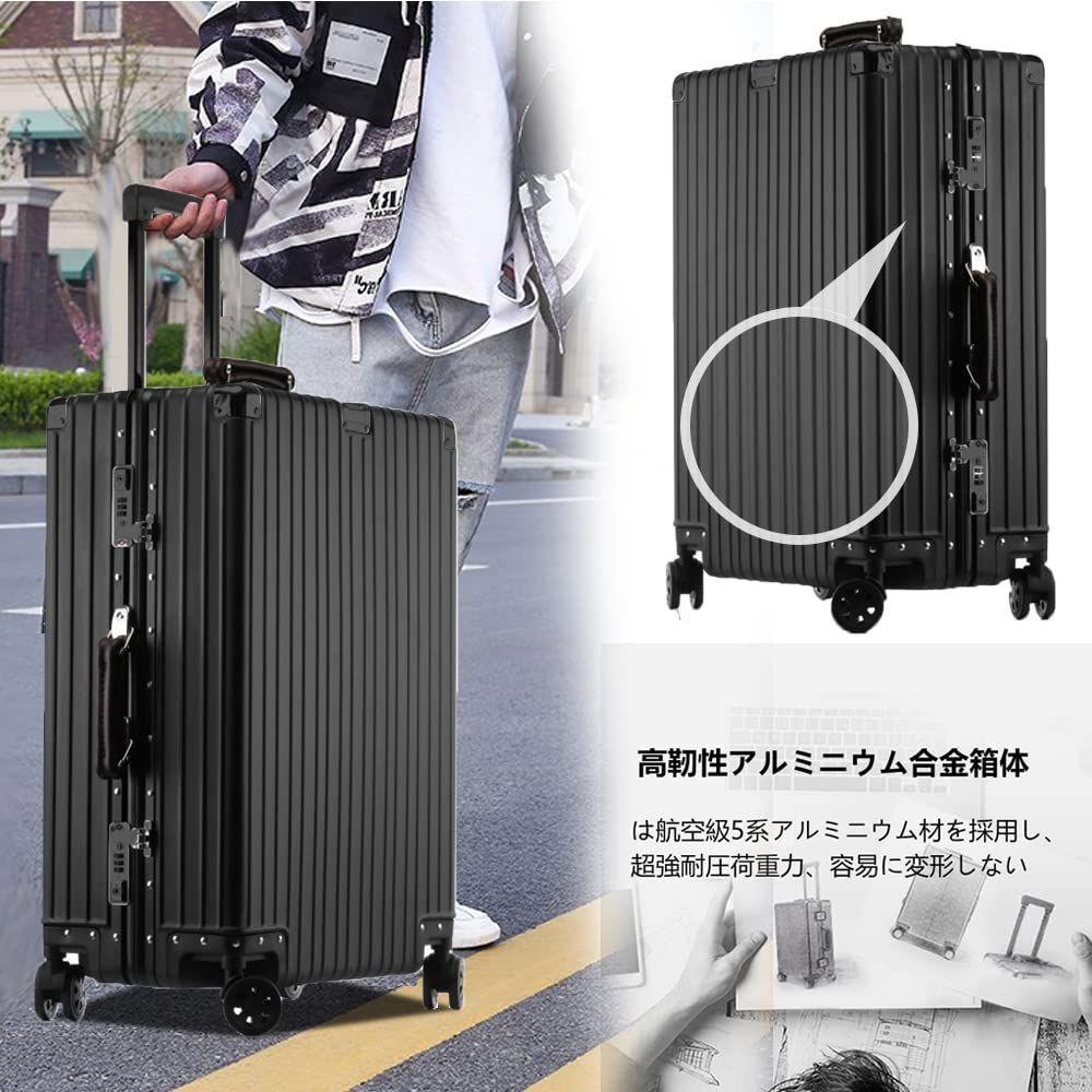  TSAロック アルミ合金ボディ 静音ダブルキャスター 大容量 軽量 機内持ち込み キャリーケース 旅行出張1802 オールアルミ合金 Sサイズ 1 3泊 35 L 機内持込 スーツケース ブラック lanbao その他 旅行かばん 小分けバッグ