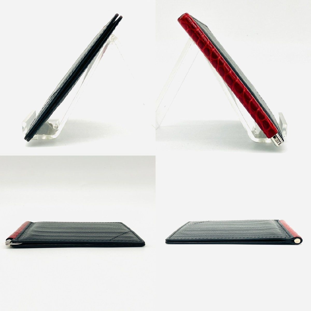 カミーユフォルネ クロコダイル マネークリップ ブラック ワニ革