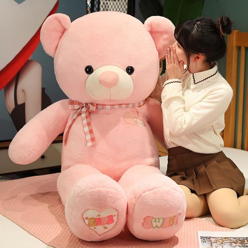 大きいぬいぐるみくま クマ抱き枕特大 くま|テディベア 熊 動物 大きい|巨大 くまぬいぐるみ|熊縫い包み|クマ抱き枕|お祝い|ふわふわぬいぐるみ C NEW ピンク 120cm 1