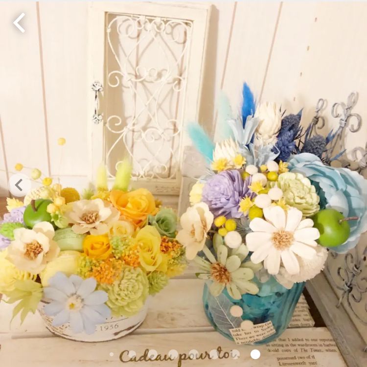 秋空〜【ブリキポット&瓶アレンジメント❤️】特別2点セット  