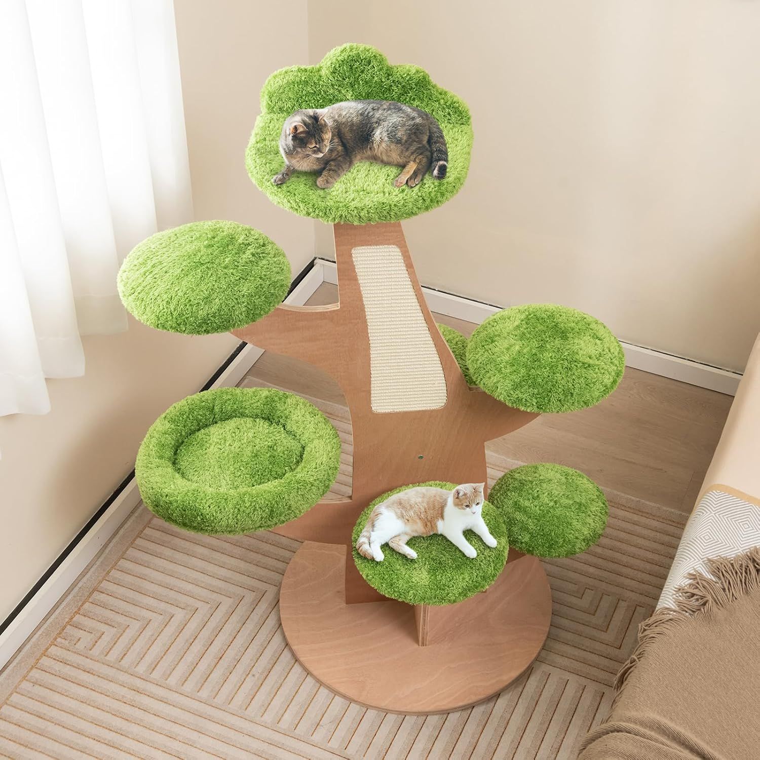 キャットタワー 猫タワー 据え置き型 木製 爪とぎ 木登りキャット