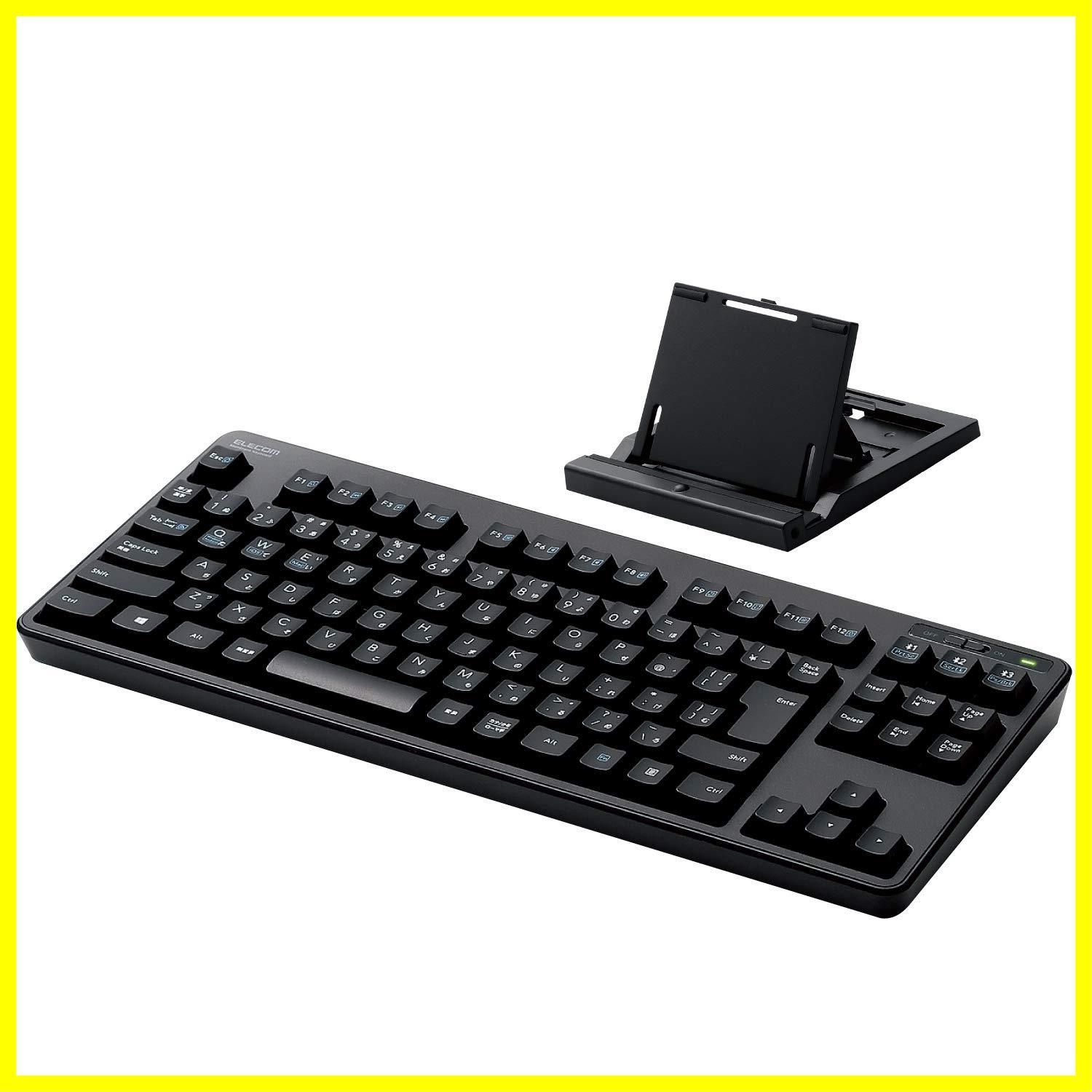 送料無料エレコム Bluetooth キーボード メンブレン式 スタンド付き マルチペアリング対応 iPad Surface ブラック TK-FBM111BK