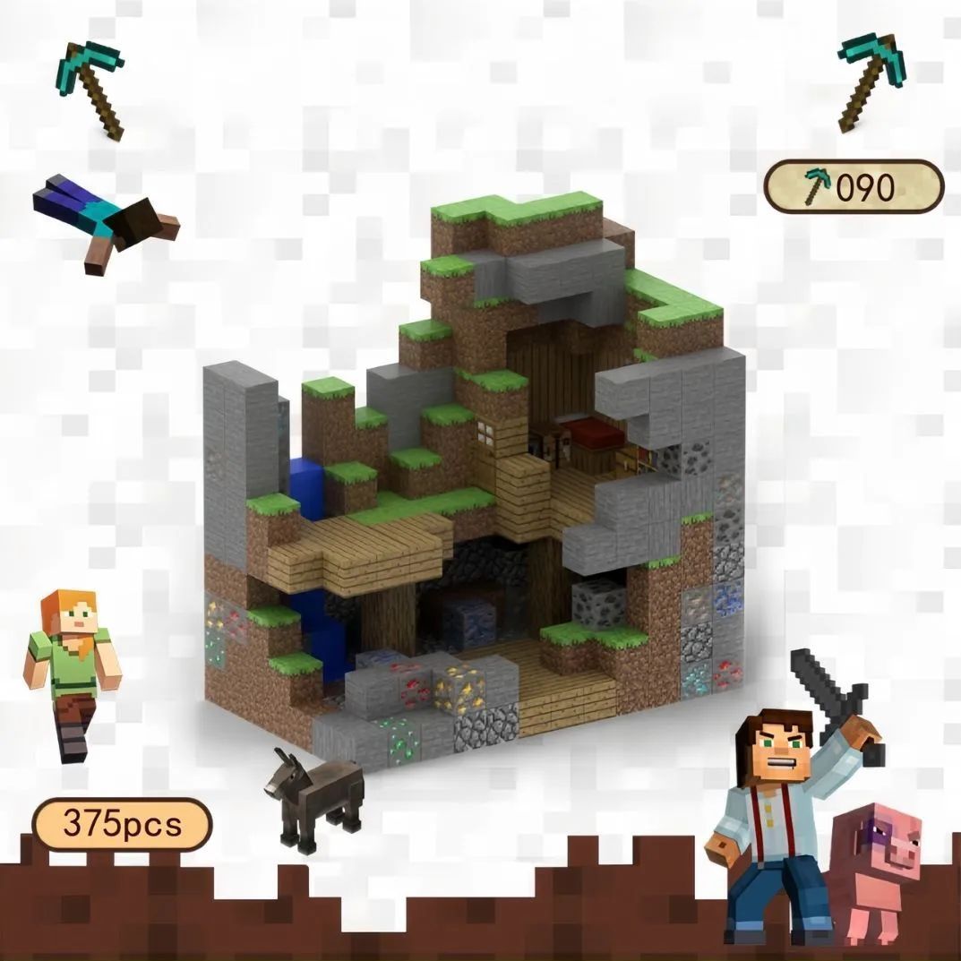 minecraft マインクラフト マイクラ マインクラフト レゴ マグネットキューブ 375pcs セットブロック ミニフィグ マイクラ風 マインクラフト風 diy world 知育玩具 組み立て 誕プレ