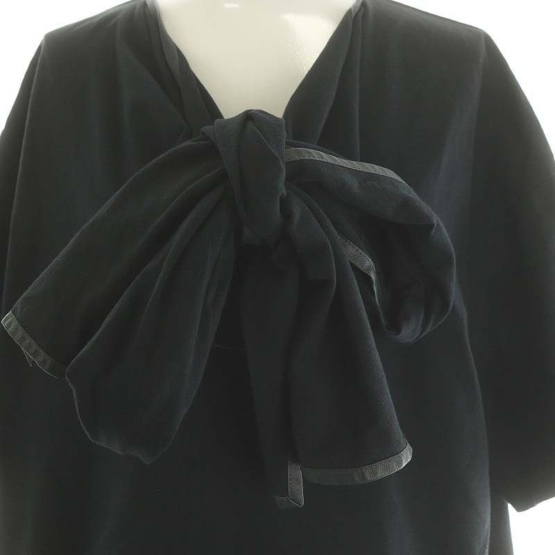 CÉLINE レザー襟 ワンピース　フィービー セリーヌ CELINE フィービー期 レザーパイピングデザインカラー