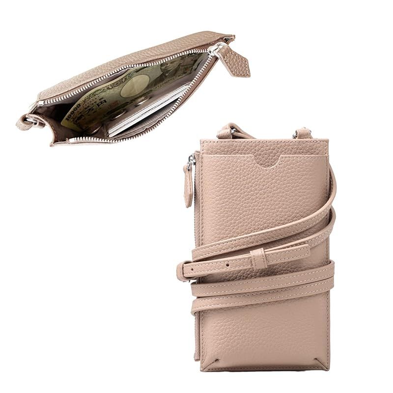 IMAI BAG since 1977 イマイバッグ Angers 上質ソフトレザー スマホポーチ 大容量 スマホポシェット 軽量 Angers 母の日 人気 55181 グレージュ