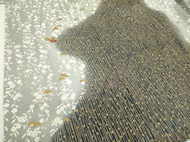 付下げ 和田光正 光映箔 扇子に梅の花模様 薄香色 ガード加工 K-4998