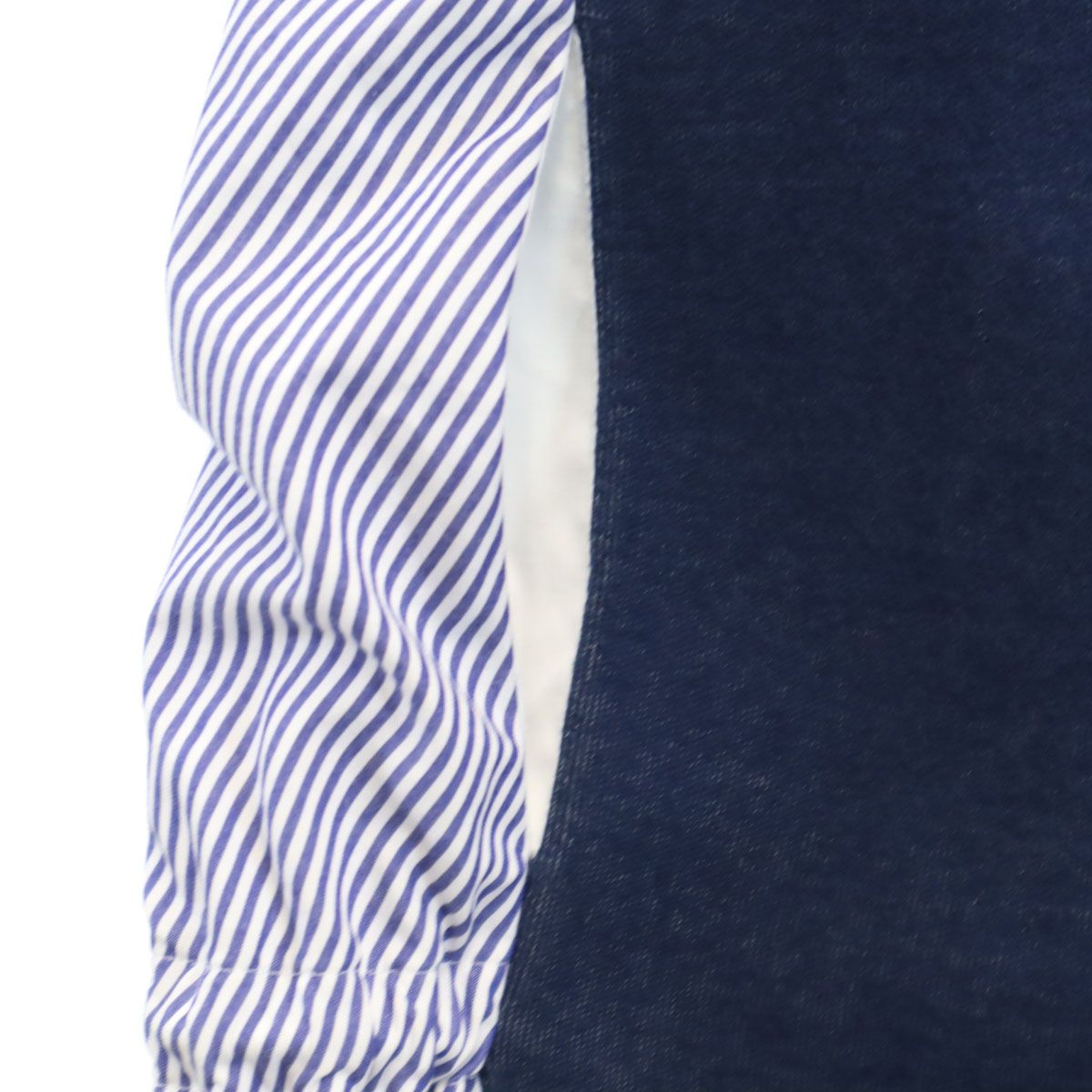 sacai ネイビーとストライプの長袖ワンピース Sacai サカイ 日本製 ストライプ柄 長袖 シャツ切り替え