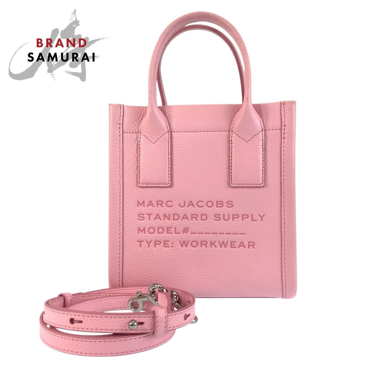 MARC JACOBS マークジェイコブス ピンク シルバー金具 レザー トート 