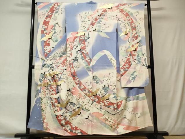 超お買い得品　豪華振袖　型染め　流水飛鳥花文　暈し染め　逸品 平和屋着物□豪華振袖 飛鳥文 暈し染め 金彩 やまと誂製 正絹