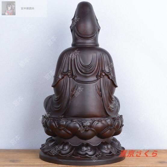 極上品◇仏教美術 精密細工 木彫り 黒檀木 観音菩薩座像 仏像 置物 黒檀