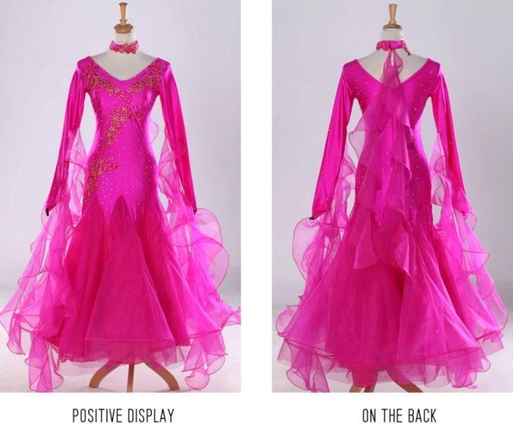 社交ダンスドレス 販売 モダンダンス キラキラ ローズ オーダーメイド