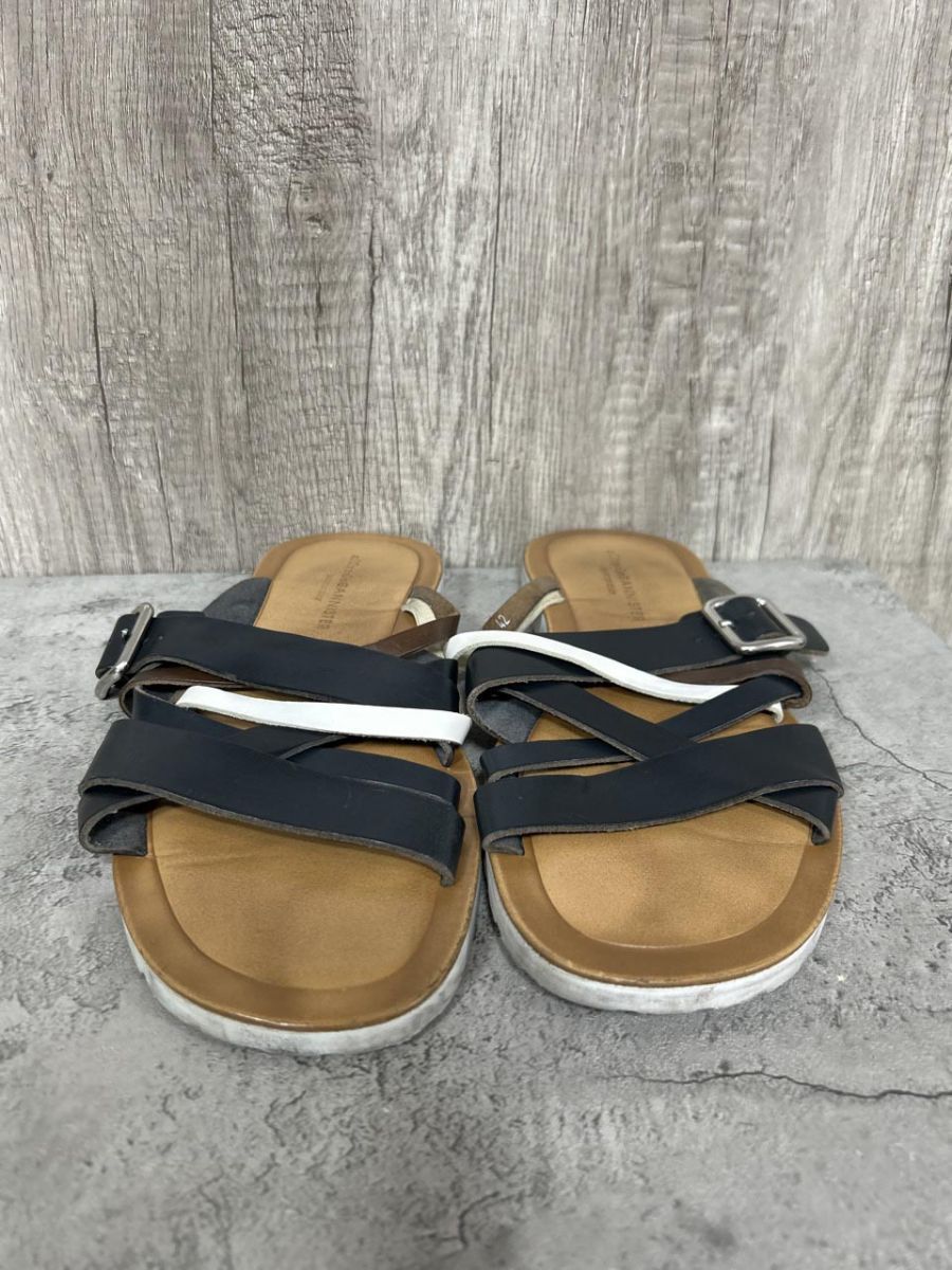 alfredoBANNISTER アルフレッド バニスター イタリア製 定番 マルチクロス レザー サンダル size42|黒×白×茶 ◎メンズ