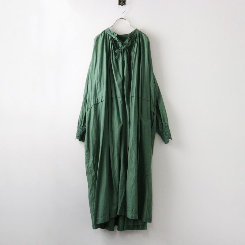 メゾンドソイル maison de soil 100 S KHADI NECK GATHERED DRESS カディコットンネックギャザーワンピース 2 グリーン 2400014441987