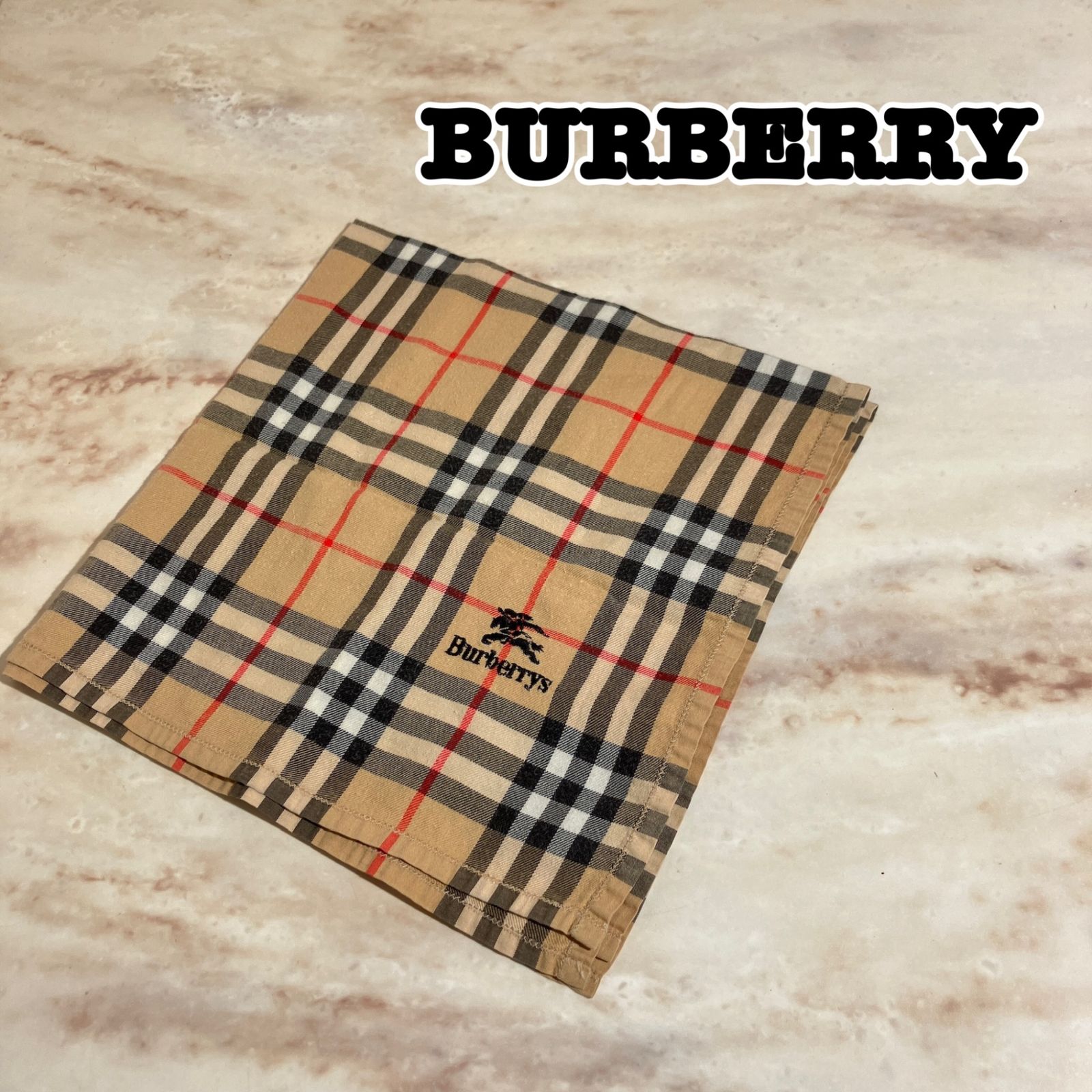 希少】BURBERRYS バーバリーズ ノバチェック ハンカチ 刺繍 ホース RP