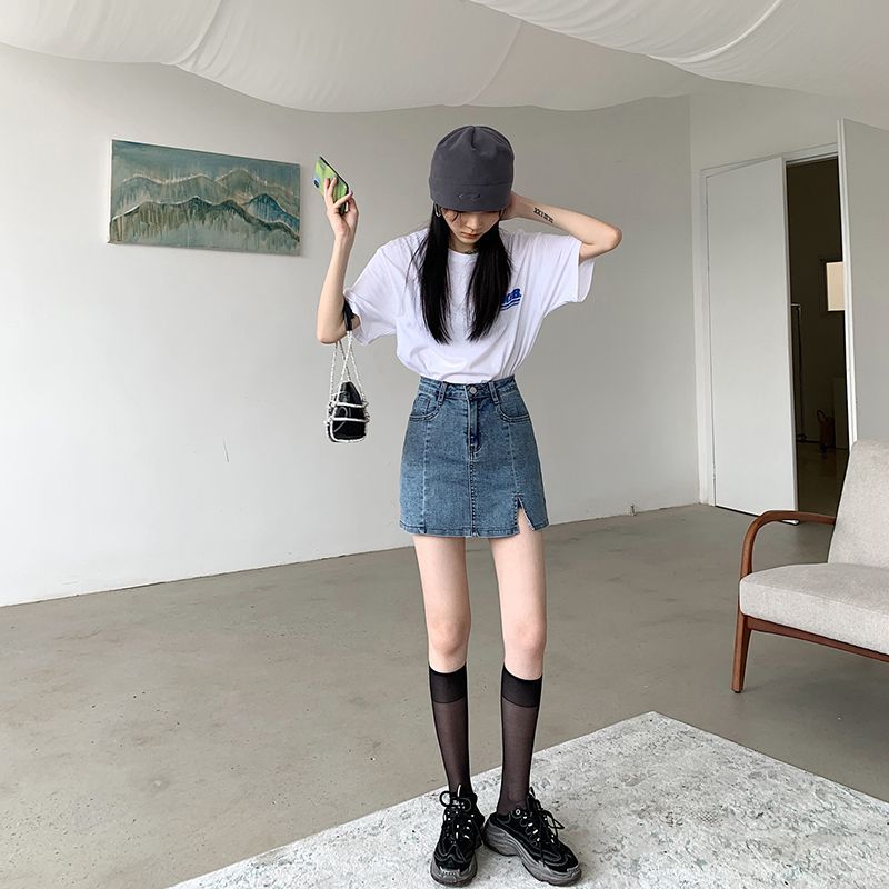 デニムの半ズボンの女の人のデニムの半身スカートの夏の新型の高い腰は  
