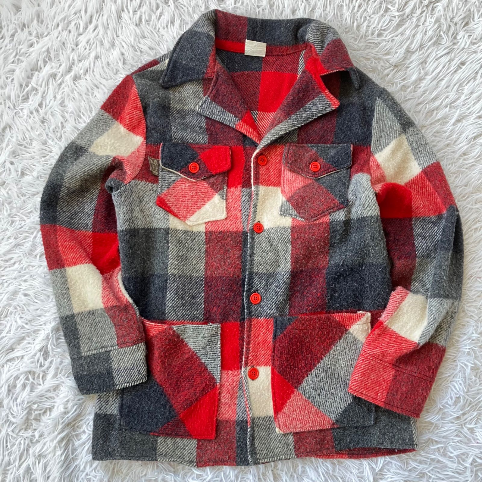 状態良 THERMOKING カナダ製 ウール ネルシャツ 厚手 アウター 古着 1557