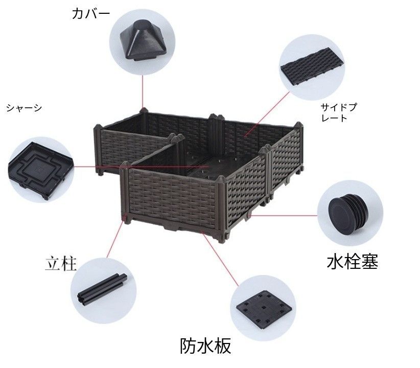 屋上用キャスター付き野菜鉢屋外用花箱バルコニー 野菜栽培ボックスプラスチック製花鉢