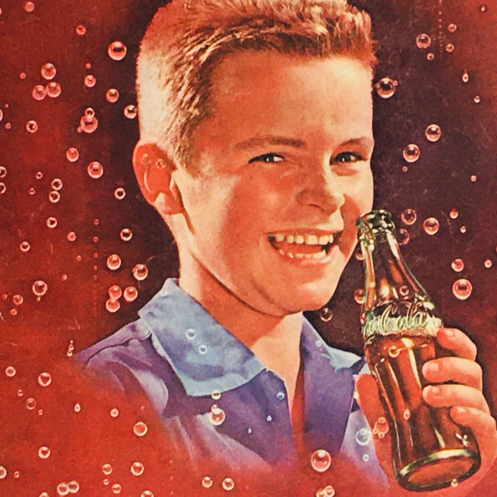 ビンテージ 広告 ポスター フレーム付 当時物 『 コカ・コーラ 』 50's 