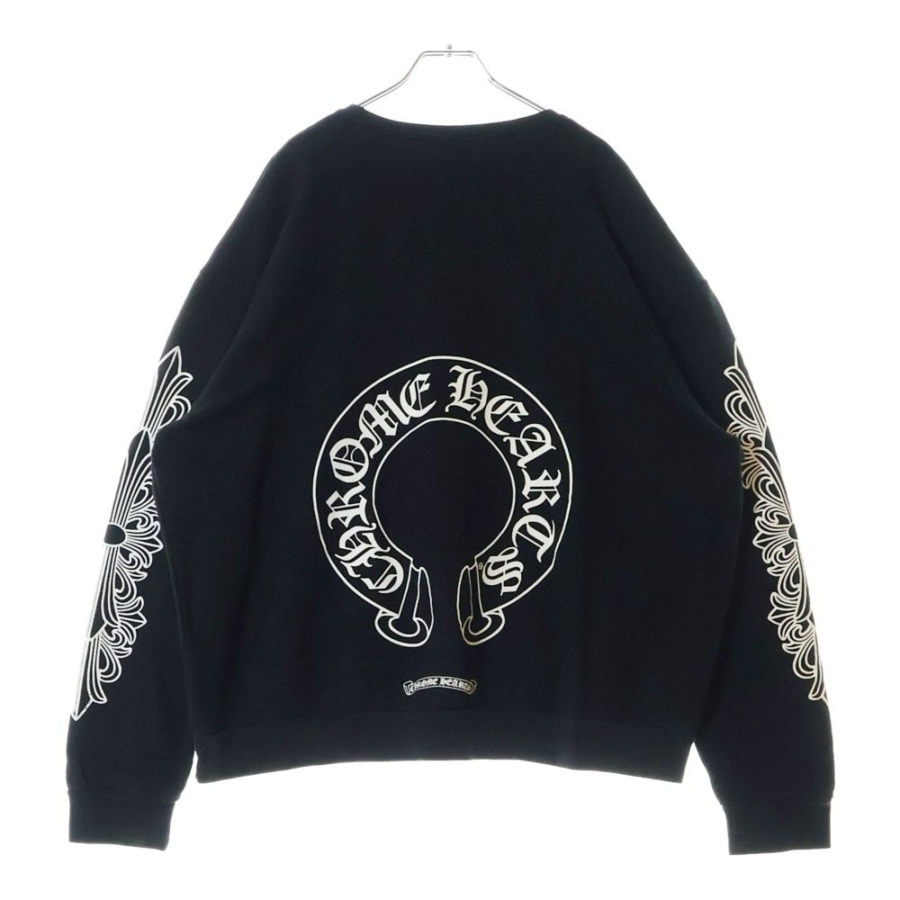 クロムハーツ Horseshoe Crewneck Sweatshirt アームフローラルホースシュープリント クルーネックスウェットトレーナー ホワイト クロムハーツ Horseshoe Crewneck Sweatshirt アームフローラル
