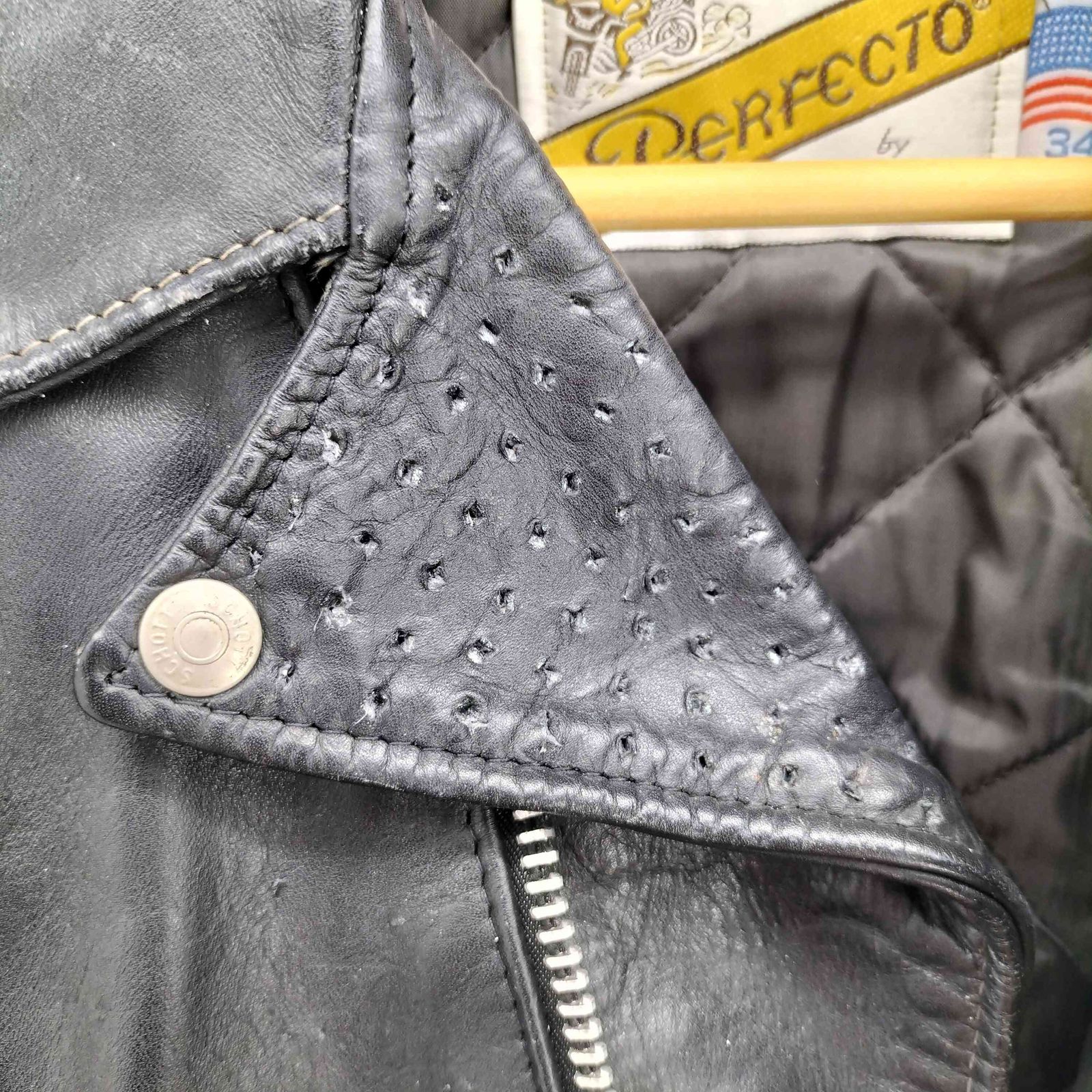 80s 後期 バイカータグ Schott ダブル ライダース ジャケット 34 schott ショット 80～90's USA製 バイカータグ 後期 618 LEATHER