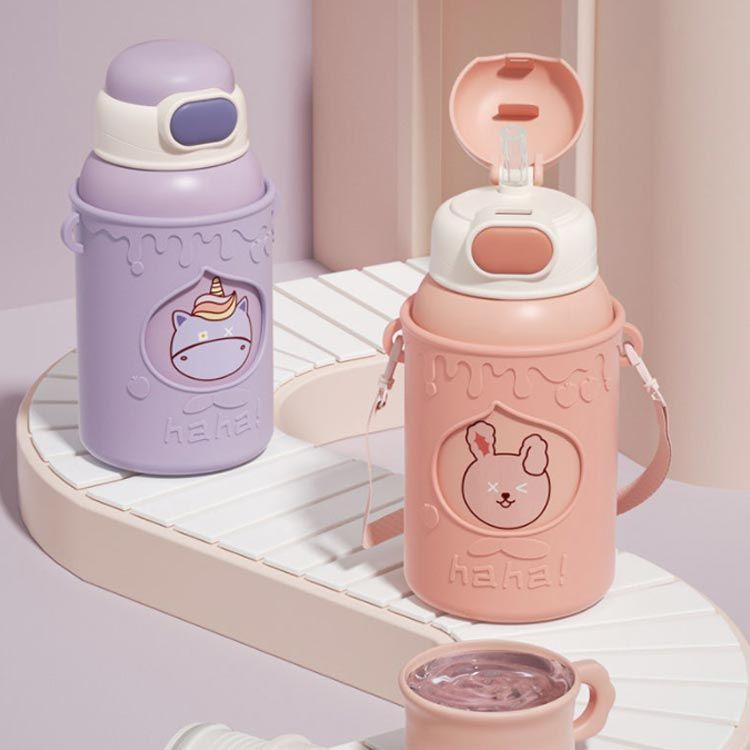 水筒 ストロー 直飲み 2way しなこちゃん 3WAY水筒 ピンク 600ml