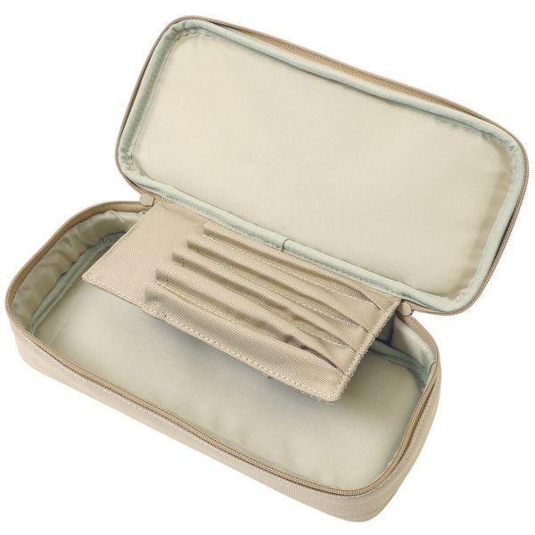 ベージュ】 ペンケース 筆箱 シンプル 大容量 多機能 ペン先の傷まない