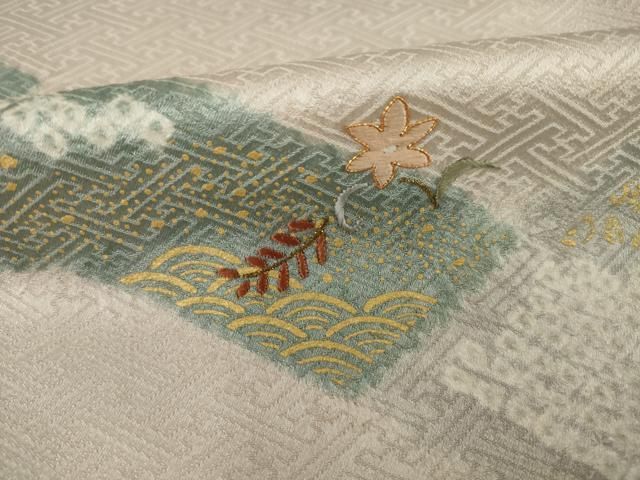 平和屋着物●訪問着　絞り　刺繍　遠山文　金糸　金彩　正絹　逸品　未使用　AAAY1900ck 平和屋着物○訪問着 絞り 刺繍 遠山文 金糸 金彩 正絹 逸品 未使用