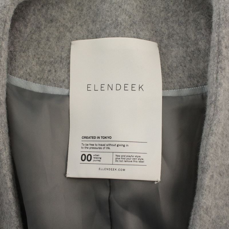 エレンディーク ELENDEEK 17AW ノーカラーコート ロング ダブル ウール ...